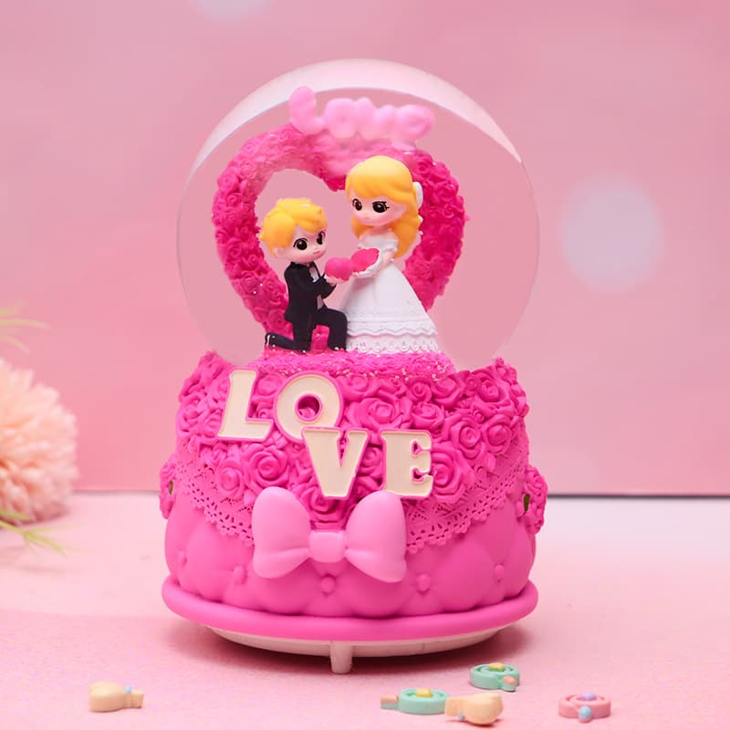 Romantic Rose Promise Crystal Ball Music Box Dream Wedding Music Box Gift for Wife and Friends Wedding Anniversary