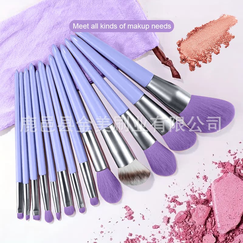 New 13-piece All-Season Green Makeup Brush Set, Portable Soft Bristle Blush Brush, Eyeshadow Brush, Complete Makeup Tool Set