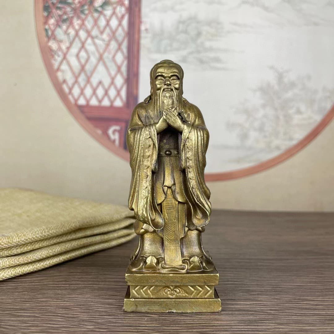 Confucius Learning Bronze Statue, Confucius Copper Sculpture Study Desk, Confucius Saint Bronze Figure Home Decoration