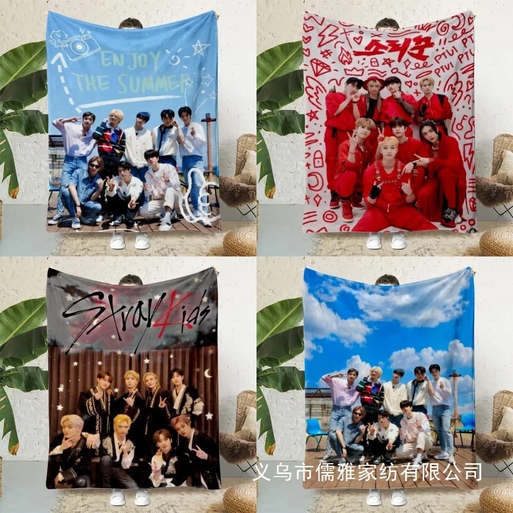 Cross-border New KPOP Boy Homeless Child Printed Flannel Blanket Picnic Blanket Warm Blanket Soft and Cozy