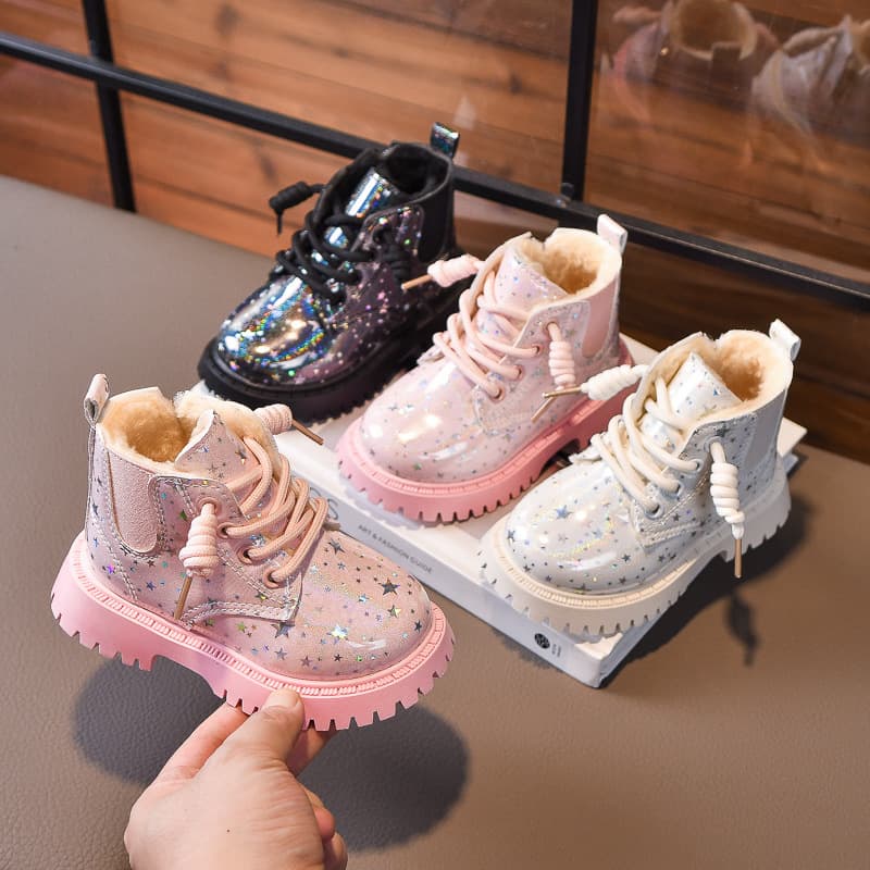 Girls' Fashion Martin Boots 2025 Winter New Style Children's Cotton Shoes Versatile Soft Sole Warm Low-Cut British Boots Wholesale