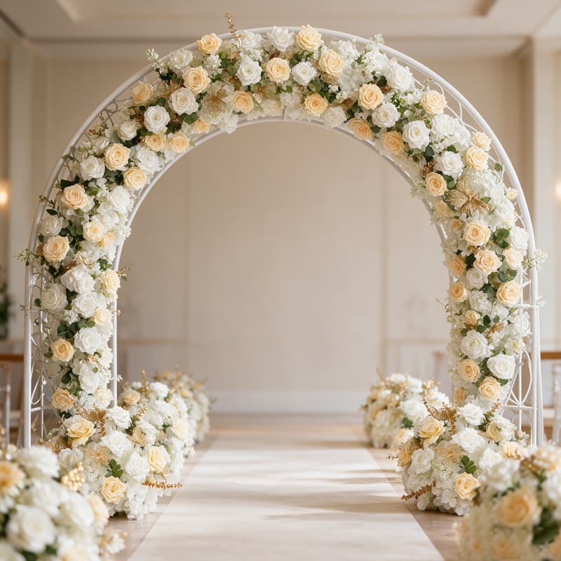 Cross-border new wedding flower row long fake flowers wedding T stage scene layout bouquet simulated flower art road leading arch