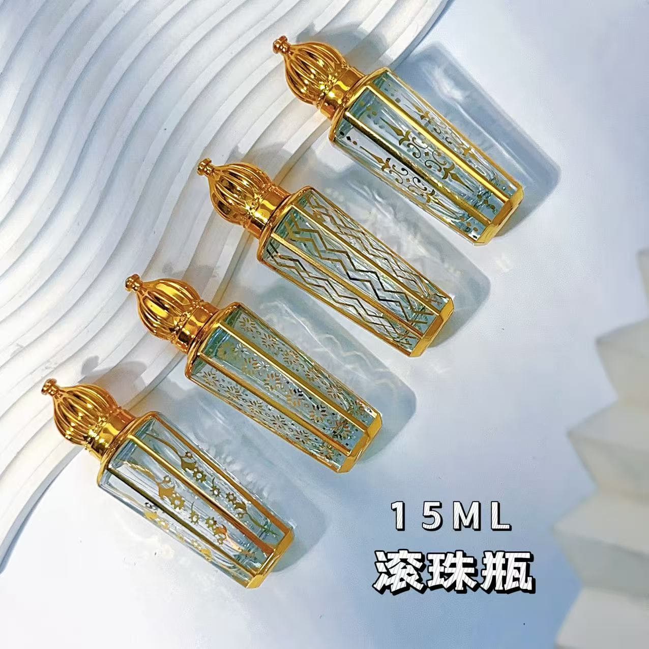 Premium Diamond-Cut Perfume Refillable Bottle 15ml Gold-Plated Glass Portable Spray Empty Bottle Cosmetic Rollerball Empty Bottle