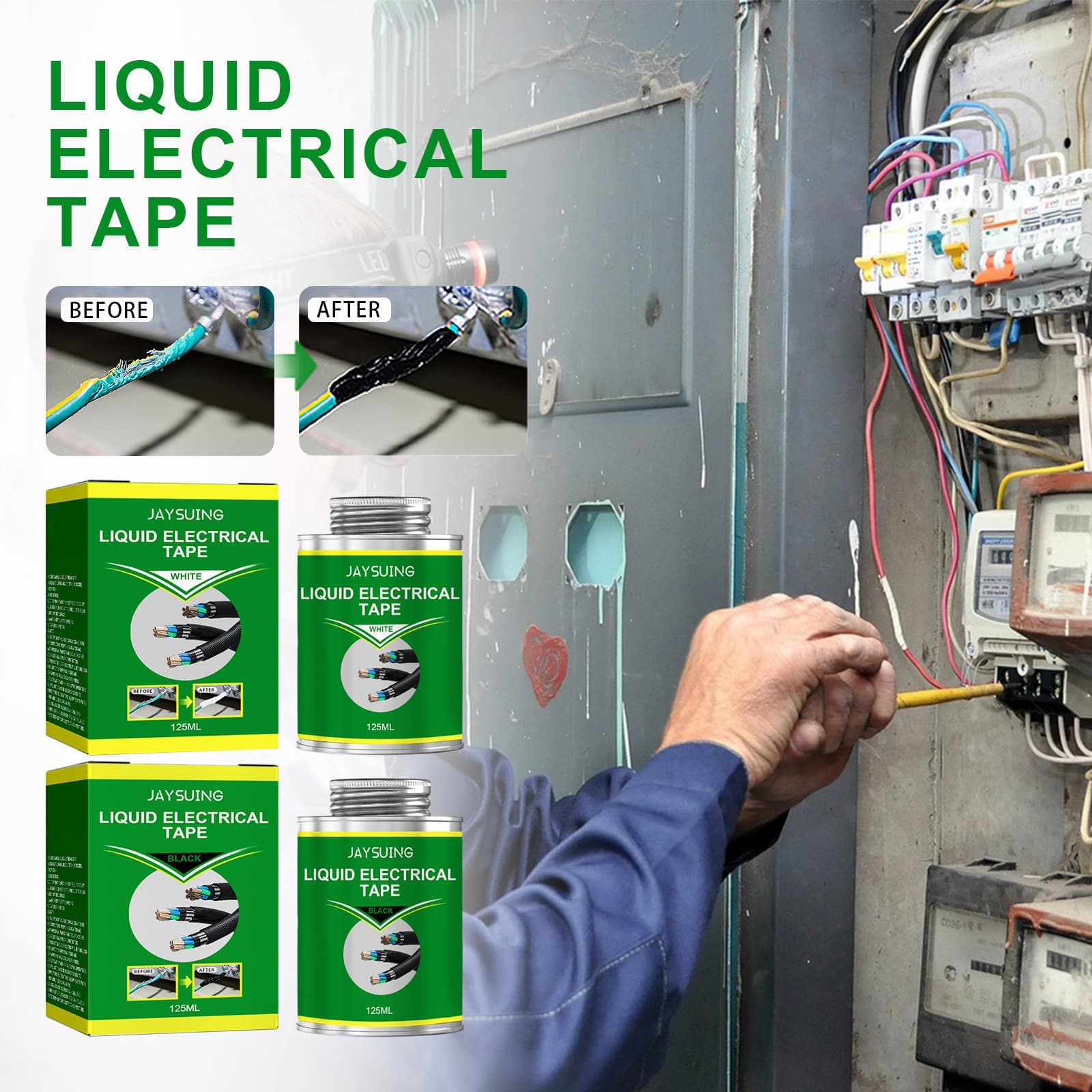 Jaysuing insulating adhesive, thermal insulation, waterproof, high temperature resistance, electrical joint connection liquid electrical tape