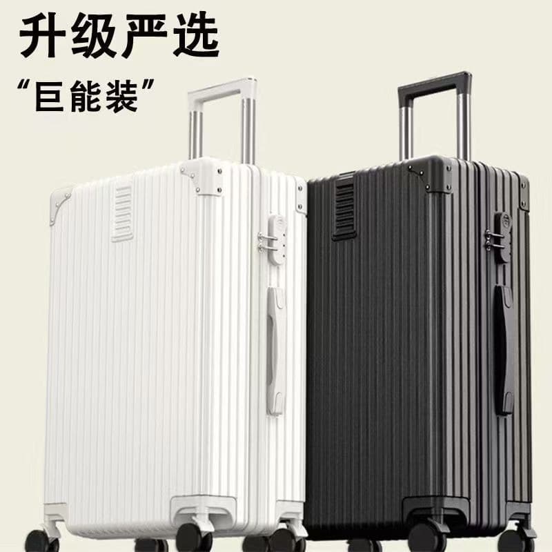 Suitcase men's large capacity leather case swivel wheel trolley case retro high-appearance combination lock