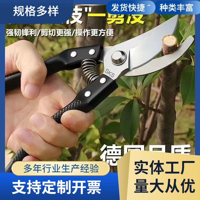 German-made imported steel pruning shears for fruit trees and shrubs, suitable for home use in pruning gardens and grapevines.