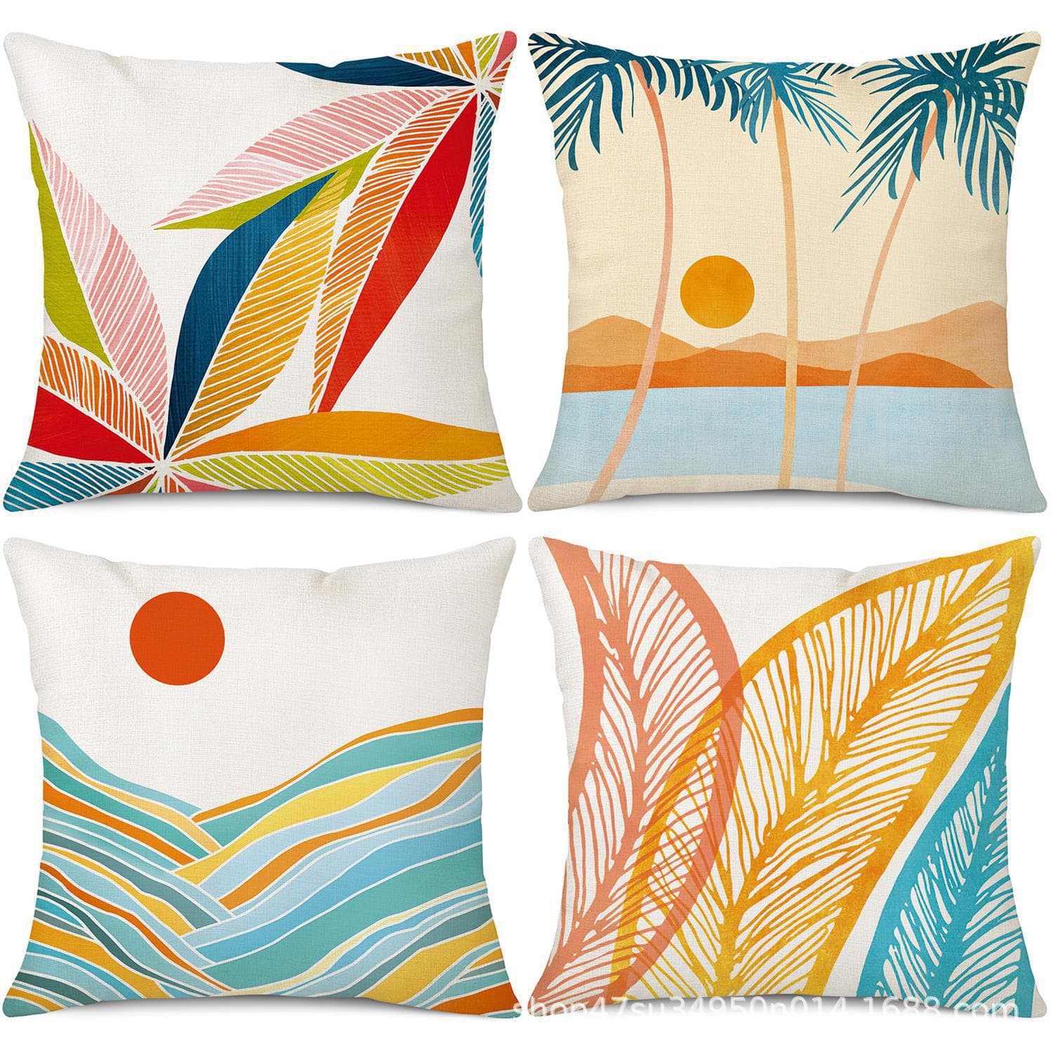 New Cross-Border Pillow Cover, Amazon Hot Selling Summer Beach Pillow Cover, Home Decor, Sofa Waist Pillow, Back Cushion Cover