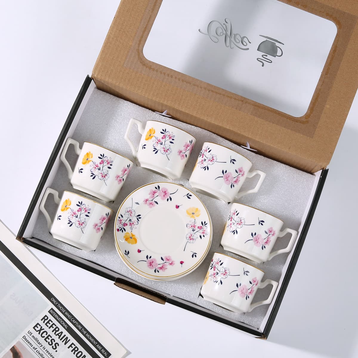 Creative Ceramic Coffee Cup and Saucer, Flower Cup and Saucer, Coffee Cup Plate, Cake Plate, Office Afternoon Tea Cup and Saucer, Dessert Cup Gift