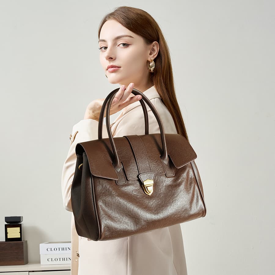 Women's Premium Genuine Leather Crossbody Handbag for Work Commute, Versatile Tote Bag
