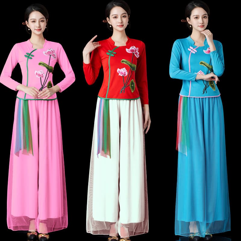 New Square Dance Costume Set Summer Yangge Dance Performance Outfit for Women Middle-aged and Elderly Ethnic Classical Dance Suit