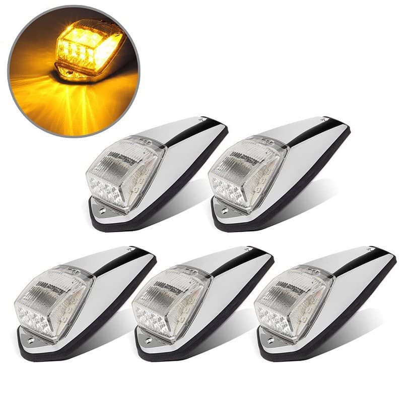 17LED Truck Side Light, Automotive Side Lamp Roof Light Amber Chrome Cab Marker Light Truck Top Light