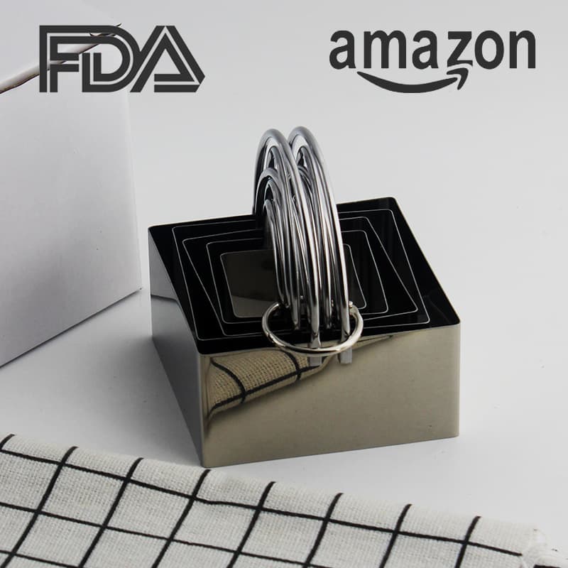 Square Cookie Cutter Set of 5 Small Mousse Cake Mold 430 Stainless Steel Polished Cookie Cutter