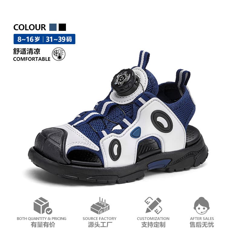 Baotou Student Sandals Brand Summer Boys Closed-Toe Sandals Beach Shoes Girls Hollow Children Sandals Sports Shoes