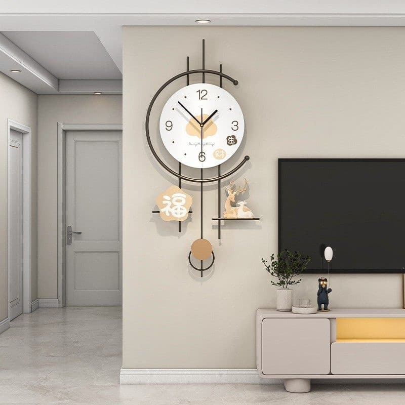 Trendy Cream-Style Clock for Living Room, Simple and Creative Wall Clock with a High-End Feel for Dining Room, Home Decoration Wall Clock
