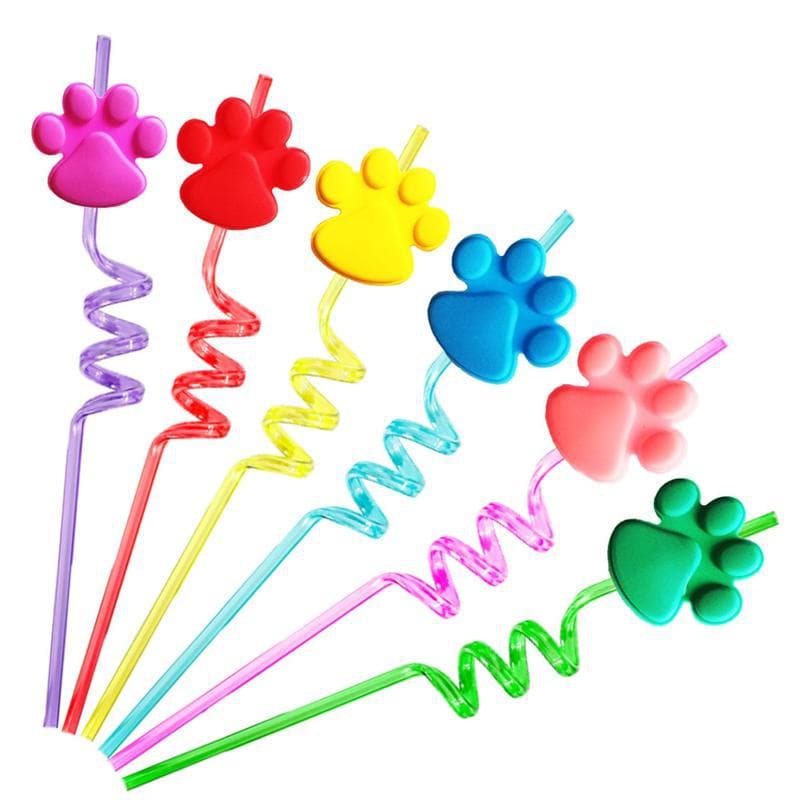 Paw Straw Birthday Party Decoration Supplies Paw Patrol Reusable Plastic Fun Cute Crazy