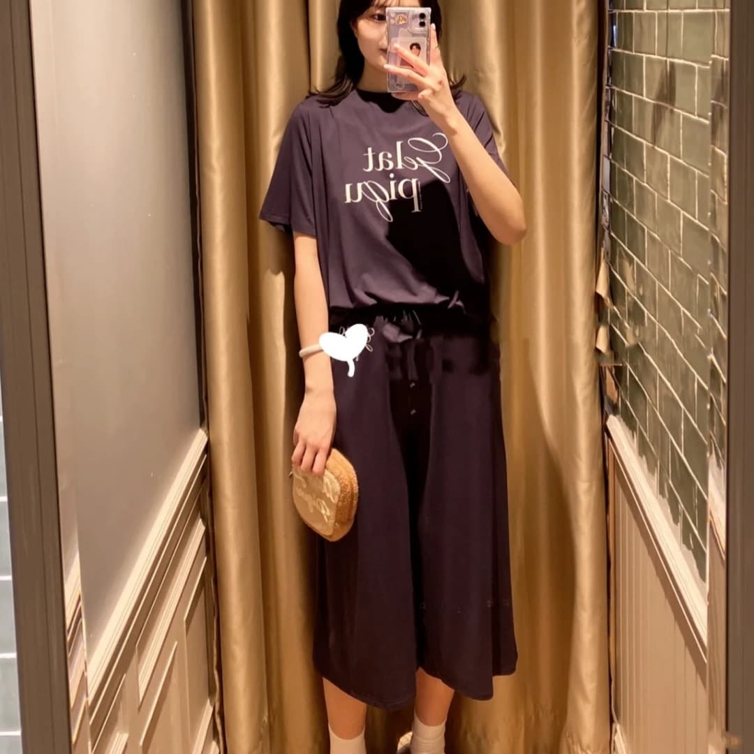 gp pajamas unlabeled soft ice cream soft simple letters cartoon round neck cropped pants pajamas home clothes set