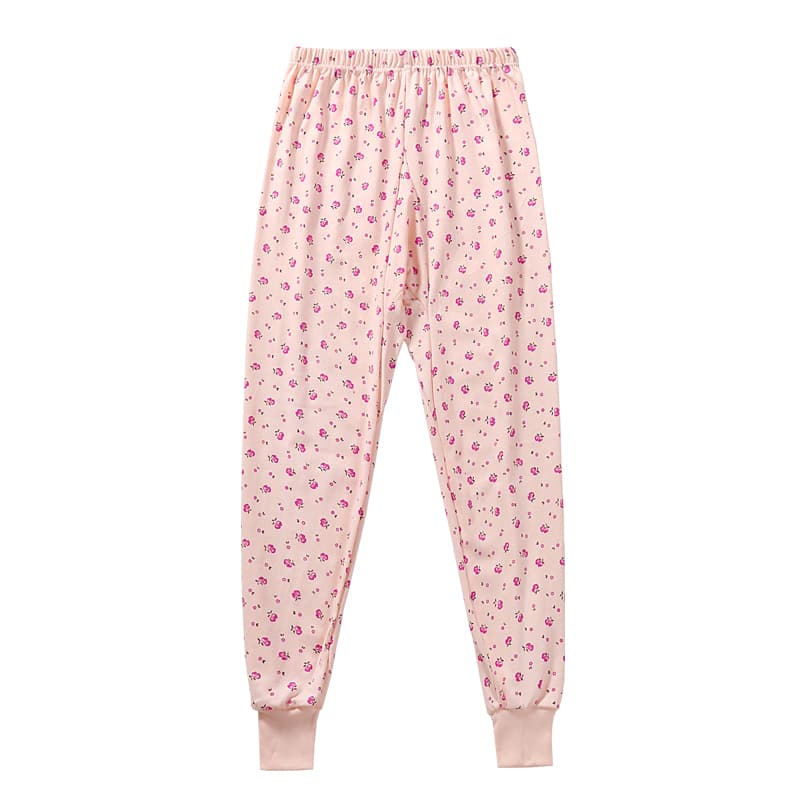 Middle-aged and elderly women's thermal underwear, pure cotton, loose fit, warm, plus size, printed, for autumn and winter.