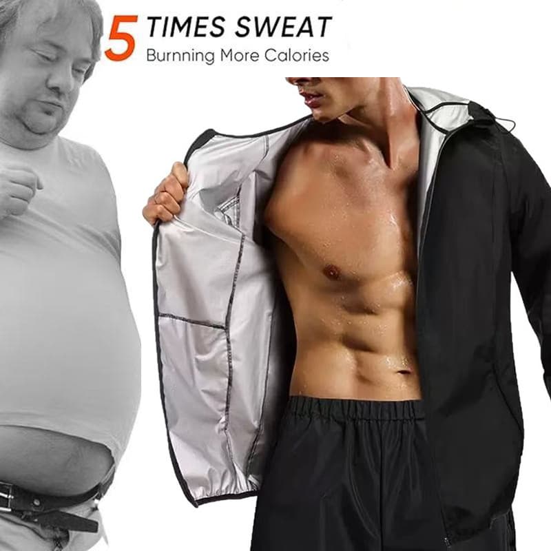 Cross-border men's European and American zipper hooded sweat suit fitness sports long-sleeved suit shapewear pocket training suit