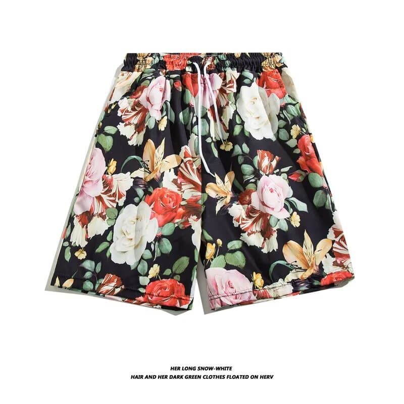 Men's Beach Shorts with Vacation Coconut Tree Print, Loose Five-Point Pants, Quick-Dry Swim Shorts for Water