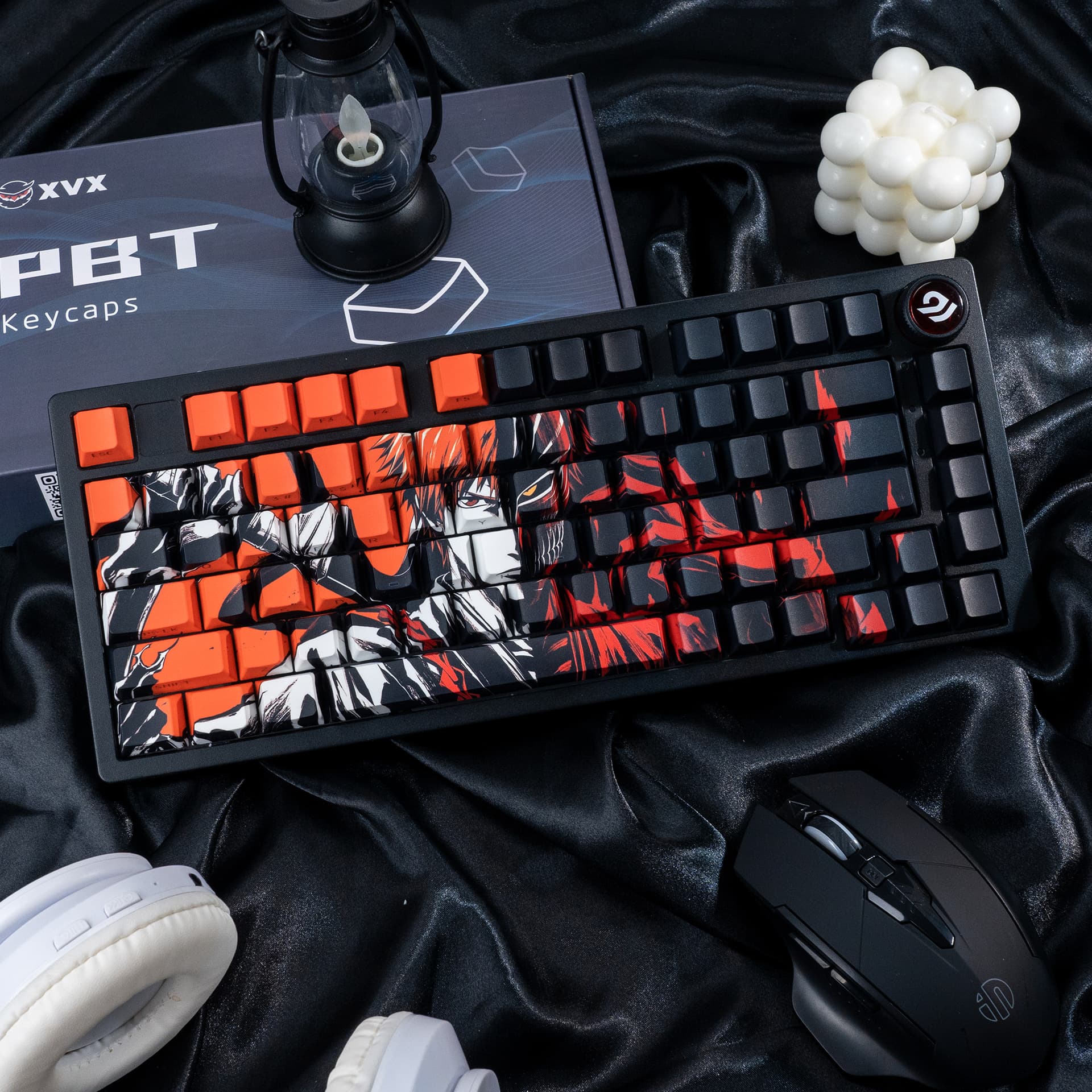 XVX Ichigo Kurosaki Five-sided Dye-sublimation Side-lit Keycaps - PBT OEM height Wooting60/AKT68