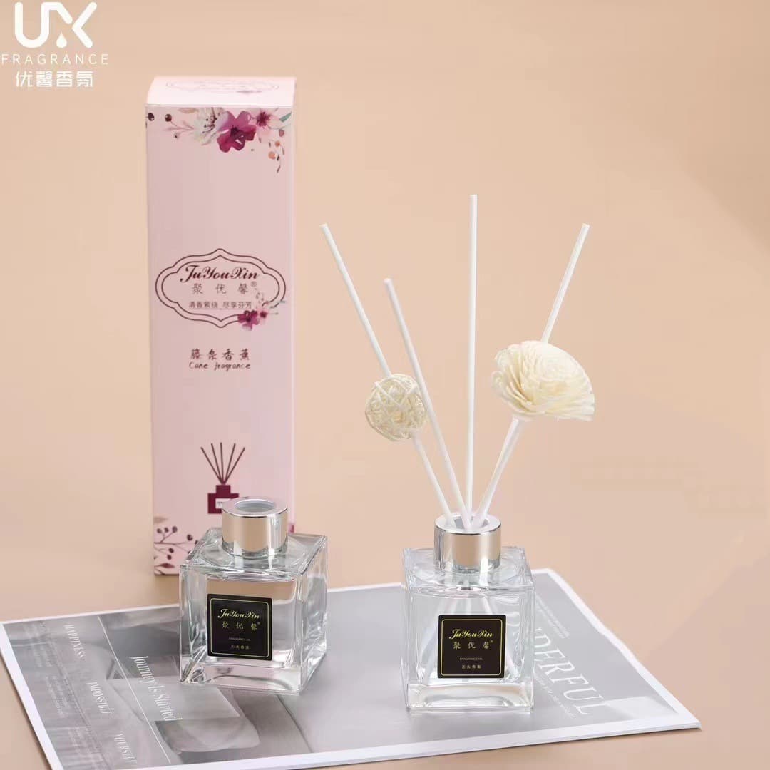 Juyouxin Transparent Premium Non-Flammable Rattan Aromatherapy Diffuser for Bedroom and Bathroom Deodorizing, Home Dried Flower Scented Essential Oil