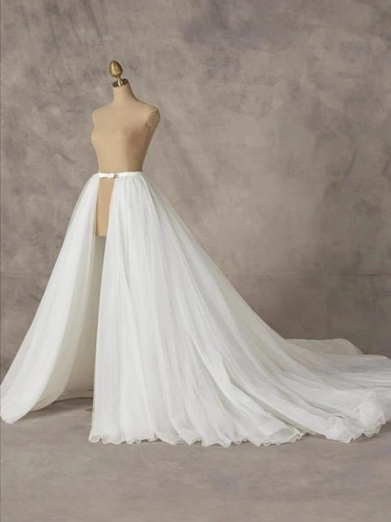 European and American 4-Layer Detachable Half Skirt Wedding Dress Tulle Tutu Long Train Skirt Runway Skirt