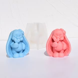 Cross-Border Hot Selling Easter Cartoon Love Heart Rabbit Aromatherapy Candle Silicone Mold Valentine's Day Love Heart Rabbit Mold