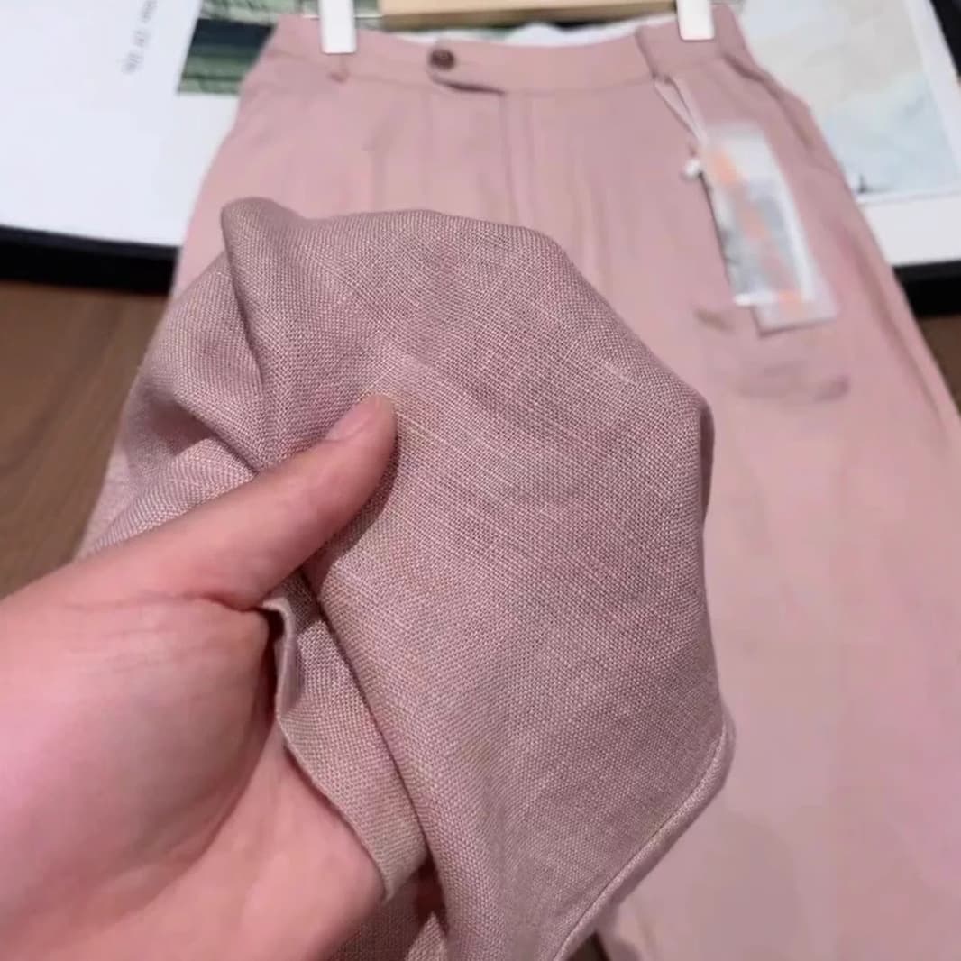 Absolutely love it, looks amazing! Thin linen blazer wide-leg pants for women, 2026 summer new straight-leg trousers