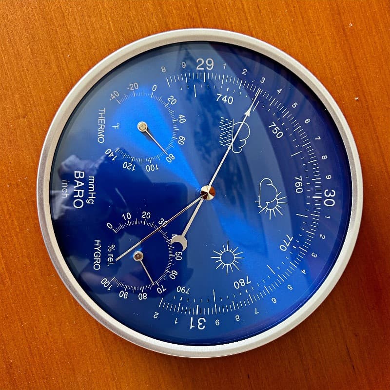 Metal Vacuum Pressure Meter 180mm Weather Station Thermometer Hygrometer Fahrenheit Celsius Home Meteorological Observatory
