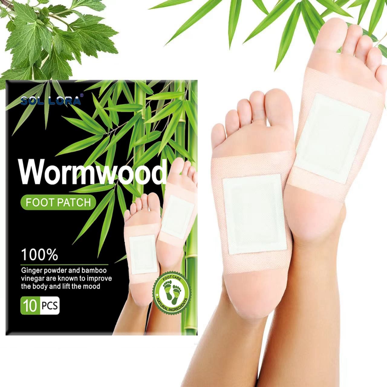 SOL LORA Moxibustion Foot Mask for Fatigue Relief, Beauty, Health, Sleep, Foot Care, 10 Patches/Box