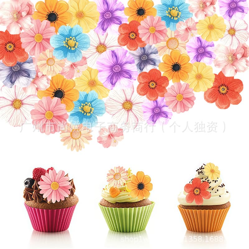 Cross-Border Hot-Selling Cake Decoration Cold Dish Dish Decoration DIY Small Flower Baking Decoration Flower Glutinous Rice Paper