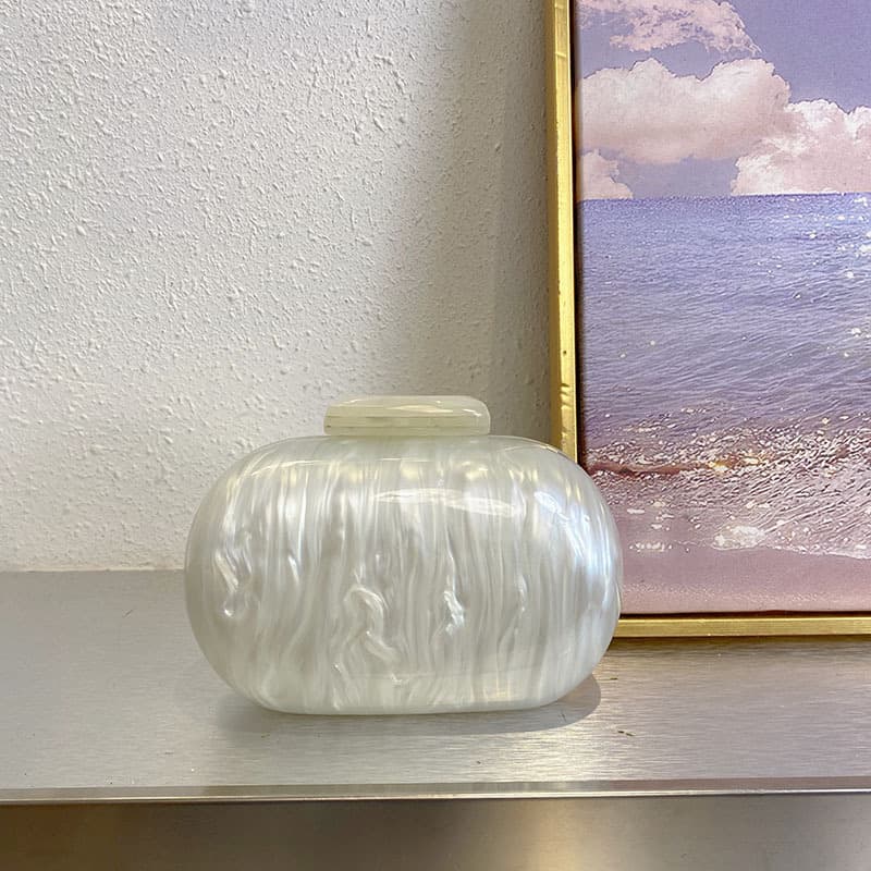 French Flowing Color Acrylic Box Clutch Bag Banquet Oval Goose Egg Shell Bag Phone Bag Handheld Crossbody Bag