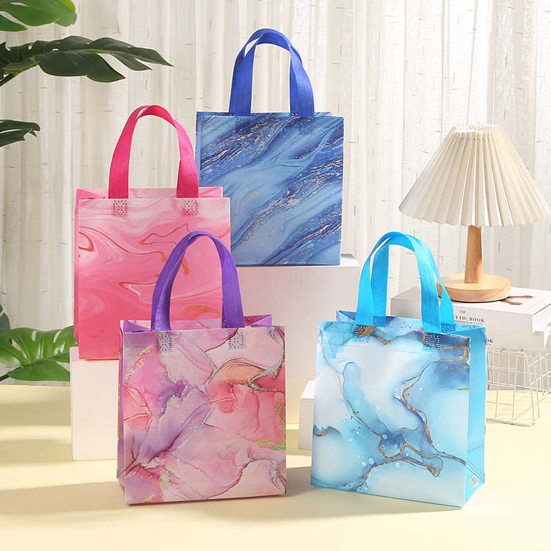 Amazon Marble Pattern Non-Woven Shopping Tote Bag Marble Pattern Tote Bag Waterproof Bag Takeaway Bag