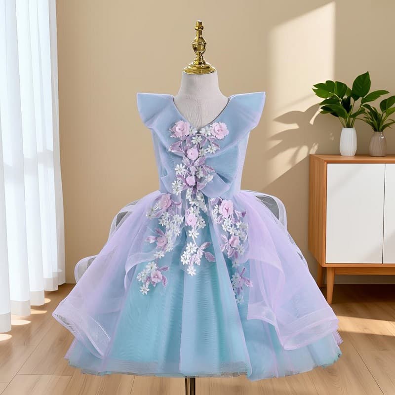 Cross-border Girls Princess Dress Tutu Skirt Summer Children Fashionable Dress Performance Costume Birthday Forest Style Dress