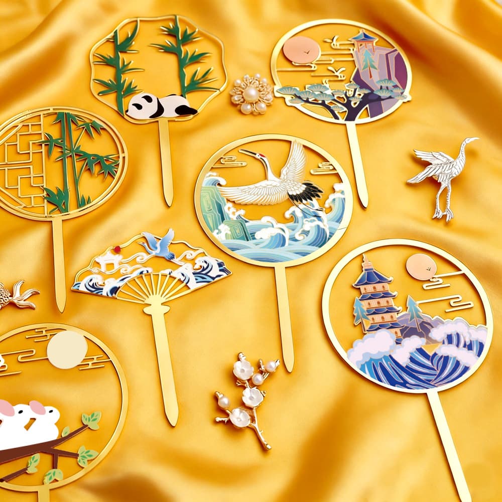 New Acrylic Mid-Autumn Festival Cake Topper Decoration Mid-Autumn Series Acrylic Cake Topper Color-Printed Chinese Style