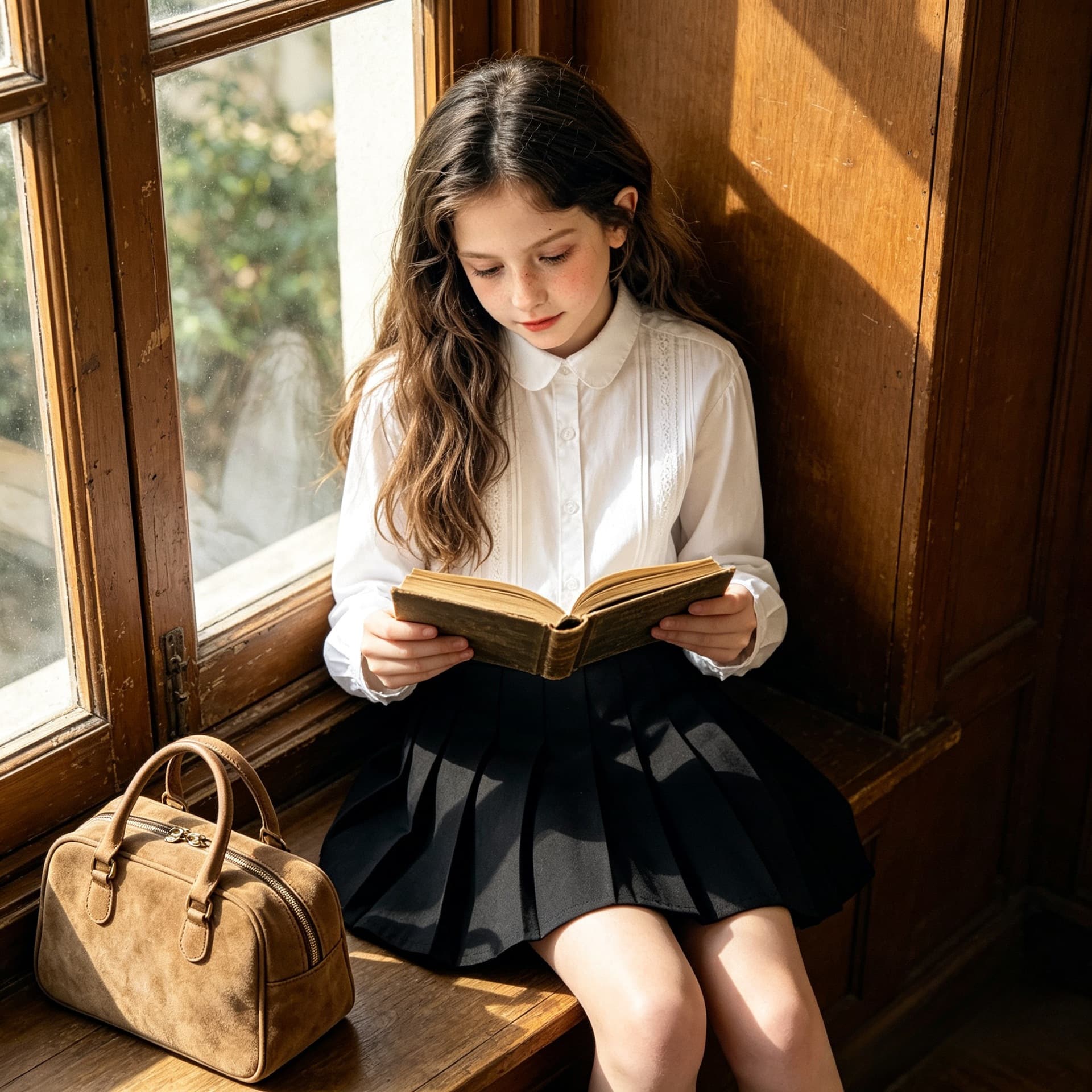 Girls Long-Sleeve School Uniform White Shirt, Children's Spring/Autumn British College Style, White Shirt for Middle and Older Kids, Primary and Secondary School Students