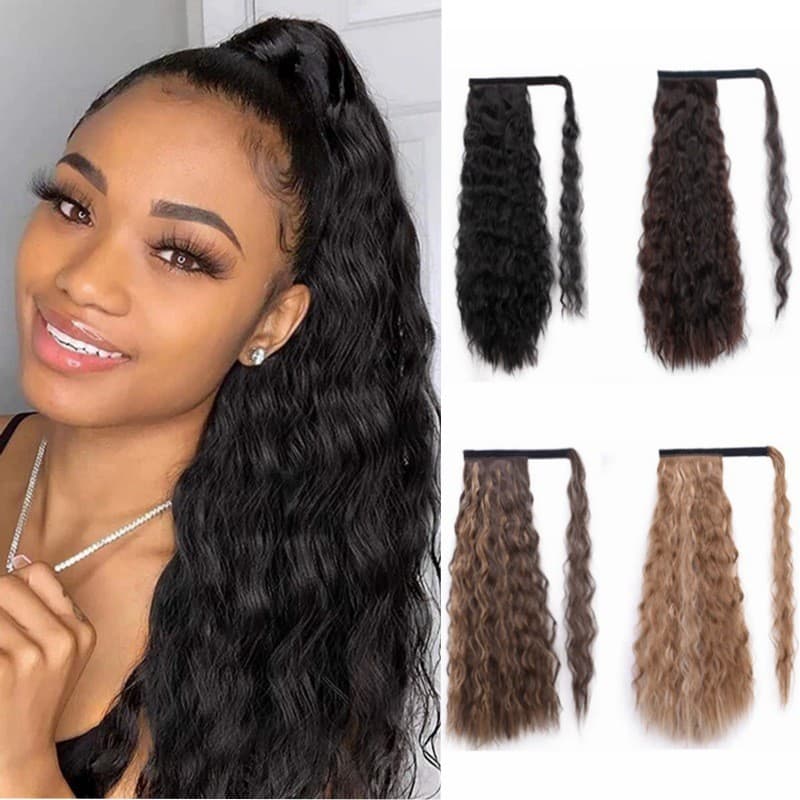 European and American wigs European and American long curly wigs for women wigs corn perm Velcro hair extensions ponytail chemical fiber wigs