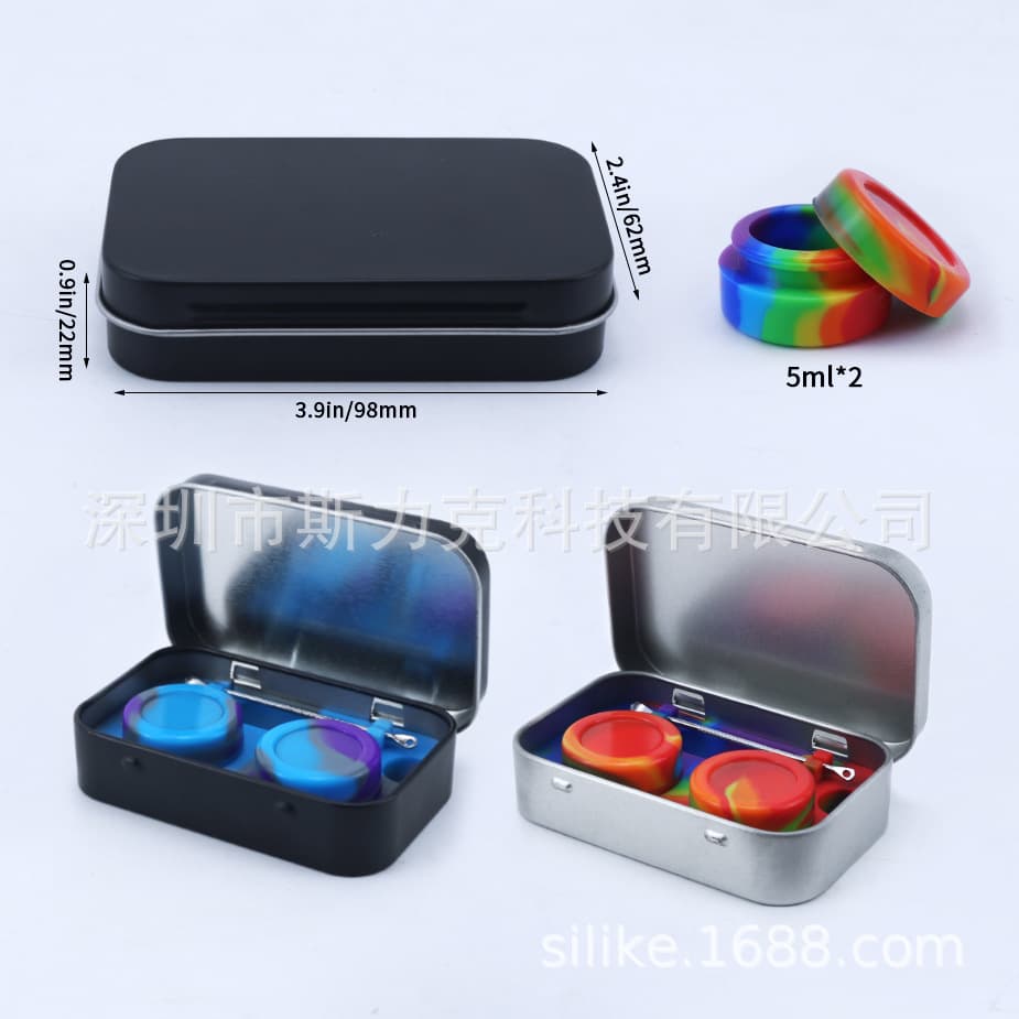 Cross-Border Hot-Selling Iron Box Set, Smoking Box, Temu New Product Set Box, Silicone Box, Pill Box, Essential Oil Box
