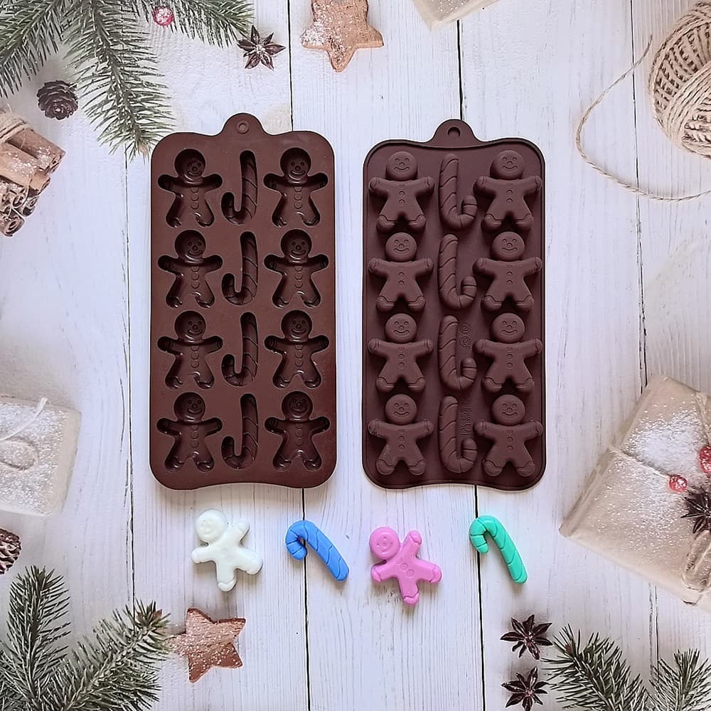 12-Cavity Gingerbread Man Chocolate 674 Biscuit Silicone Mold Candy Pudding Dessert Mold Cake Baking Utensil