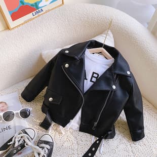 Very Fish Children's Jacket 2026 Spring/Autumn New Style Boys and Girls Motorcycle Short Leather Jacket with Fleece RQ315