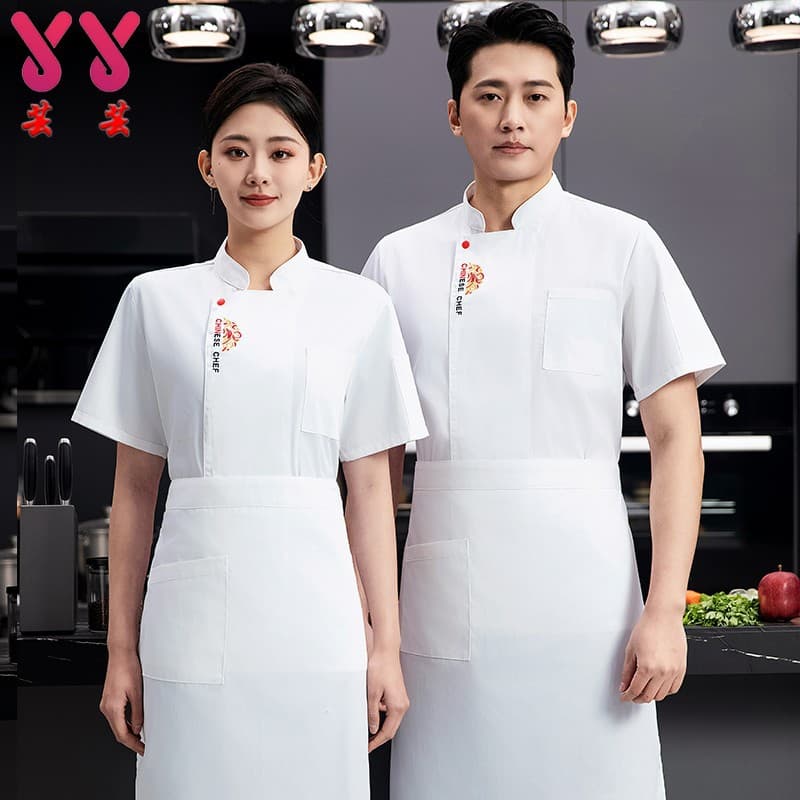 New Chef Workwear Men's Short Sleeve Summer Style Hotel Restaurant Kitchen Uniform Women