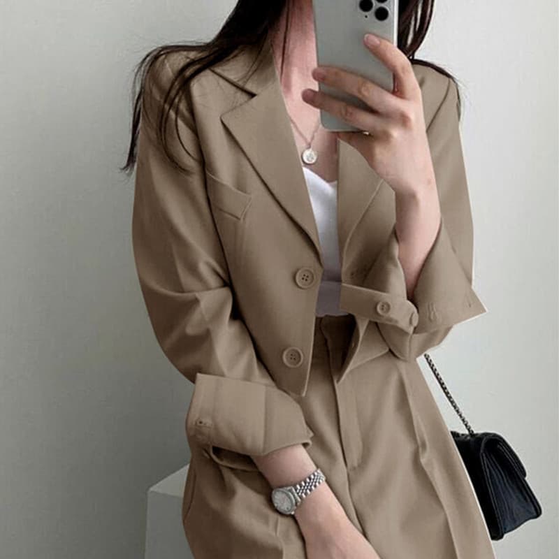 Spring/Autumn Short Blazer Suit Set for Women 2026 New Style, Korean Fashion Versatile Blazer for Petite Figures