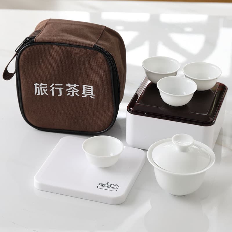 Outdoor Travel Tea Set - Ceramic Quick Cup with Car Storage, Custom Portable Tea Set for Tourism Souvenirs