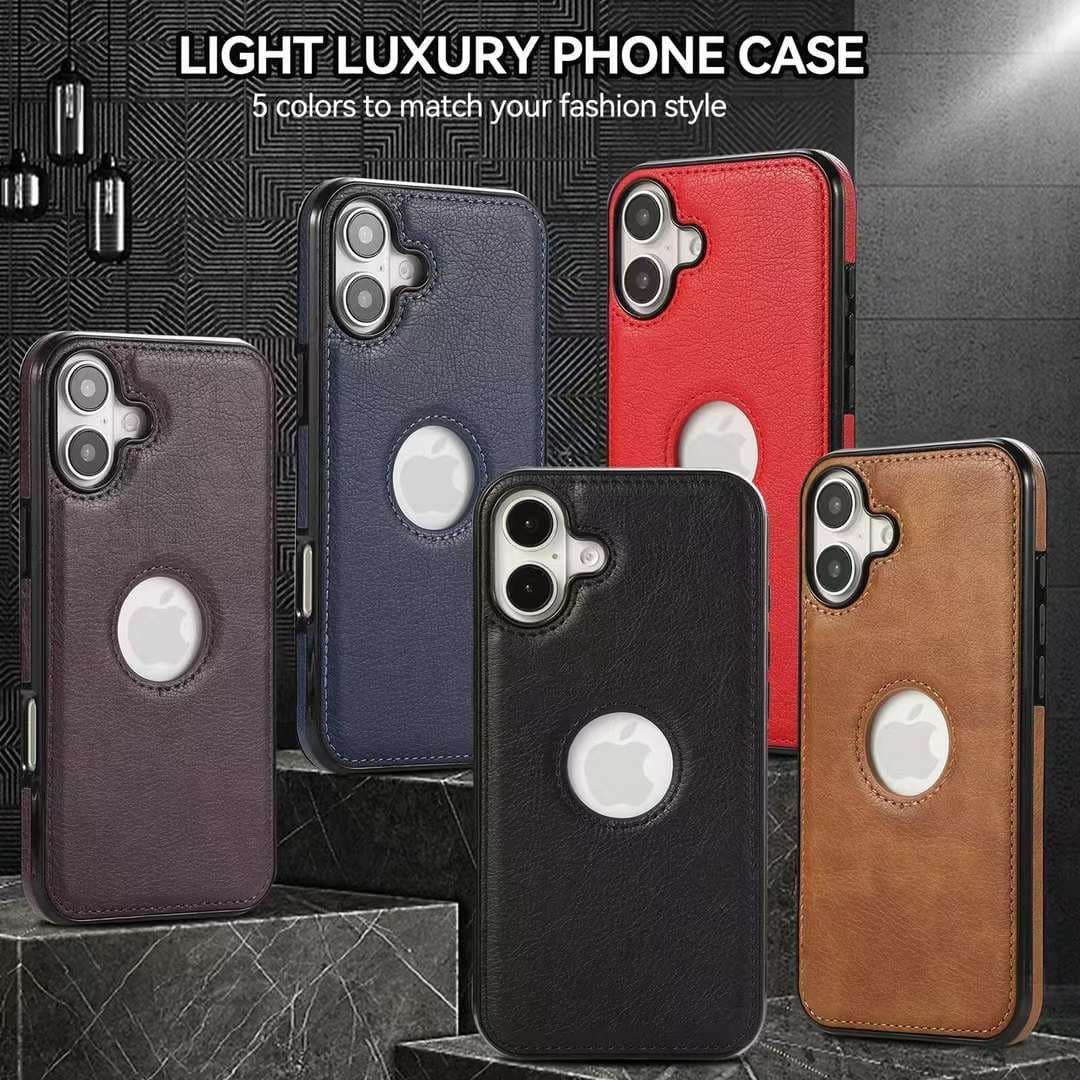 Suitable for stitching leather texture stitching iPhone 17 leather mobile phone case Apple 17pro max bag protective cover soft shell