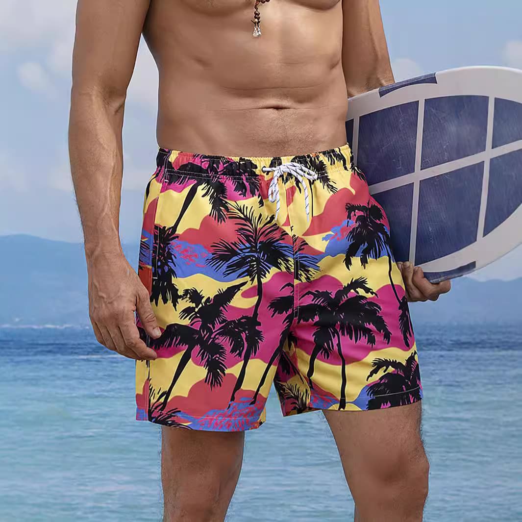 Surf Pants Men's Flower Shorts Beach Pants Summer Men's Casual Seaside Shorts Beach Pants Cross-border Five-quarter Pants