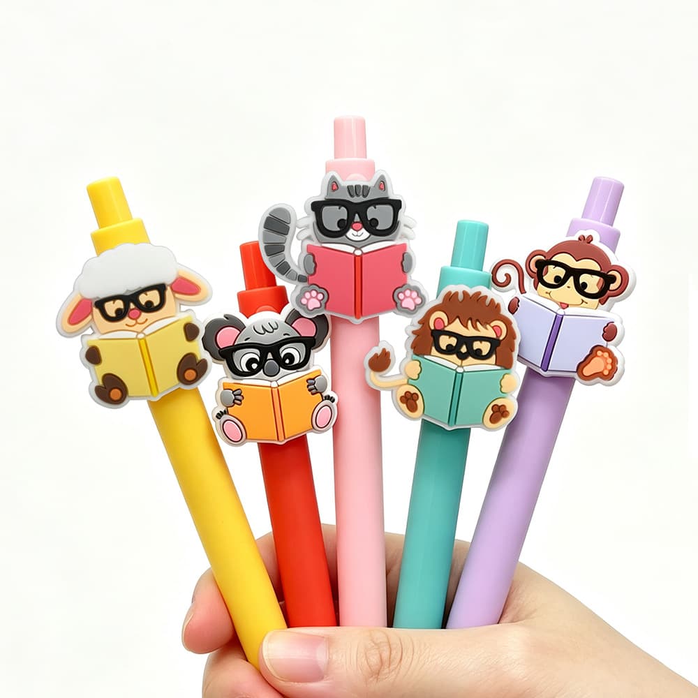 Small animal learning cartoon ballpoint pen festive style patch pen children press the gel pen to send students stationery gifts