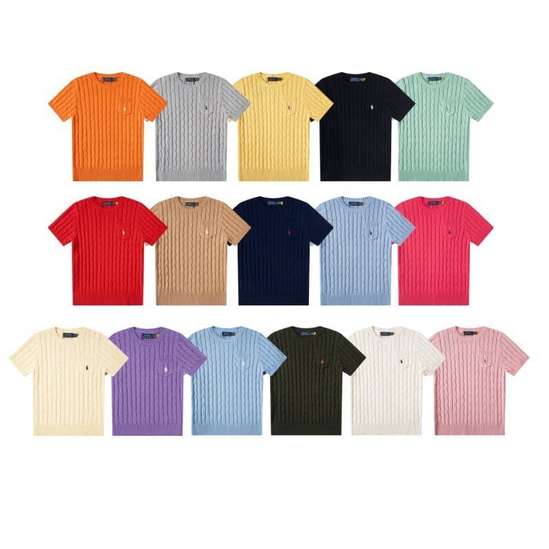 American Classic Vintage RL Embroidered Crew Neck Short Sleeve T-Shirt with Chest Pocket, Knit Undershirt, Unisex