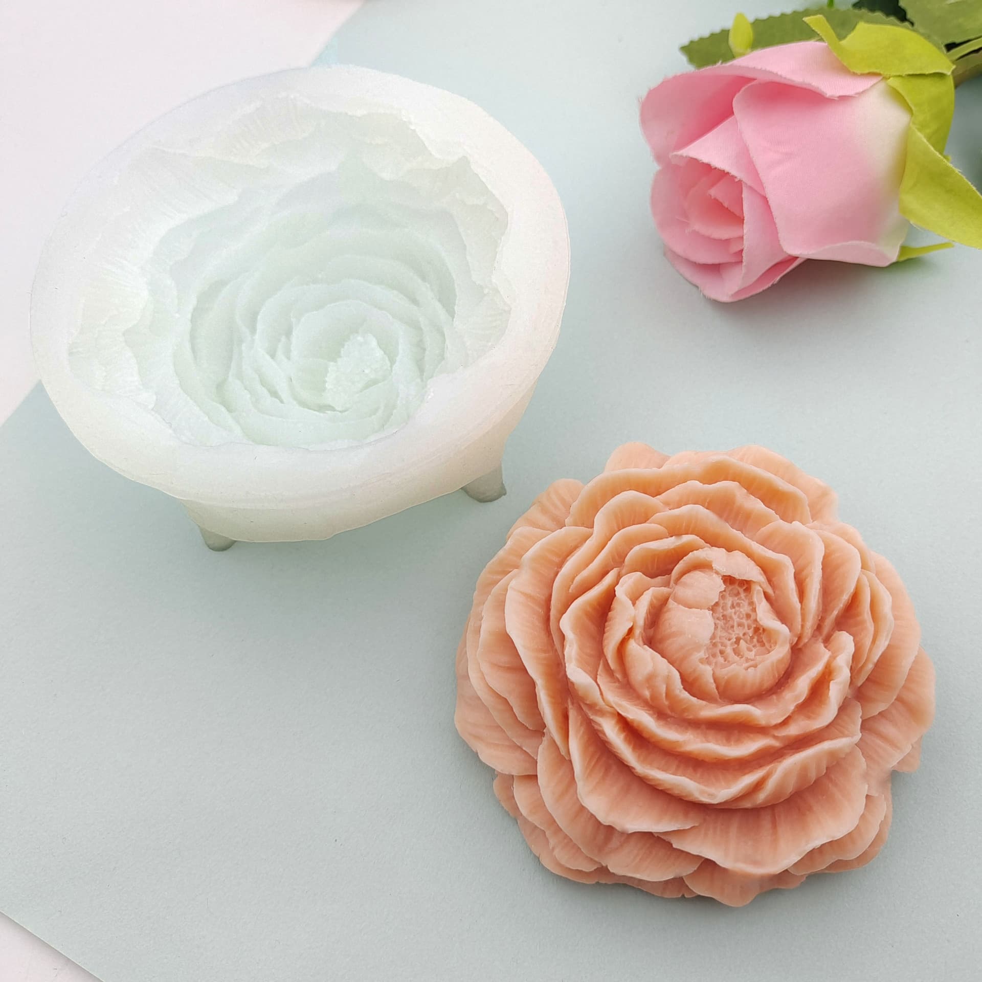Large peony scented candle silicone mold peony mousse cake chocolate mold peony flower soap soap mold