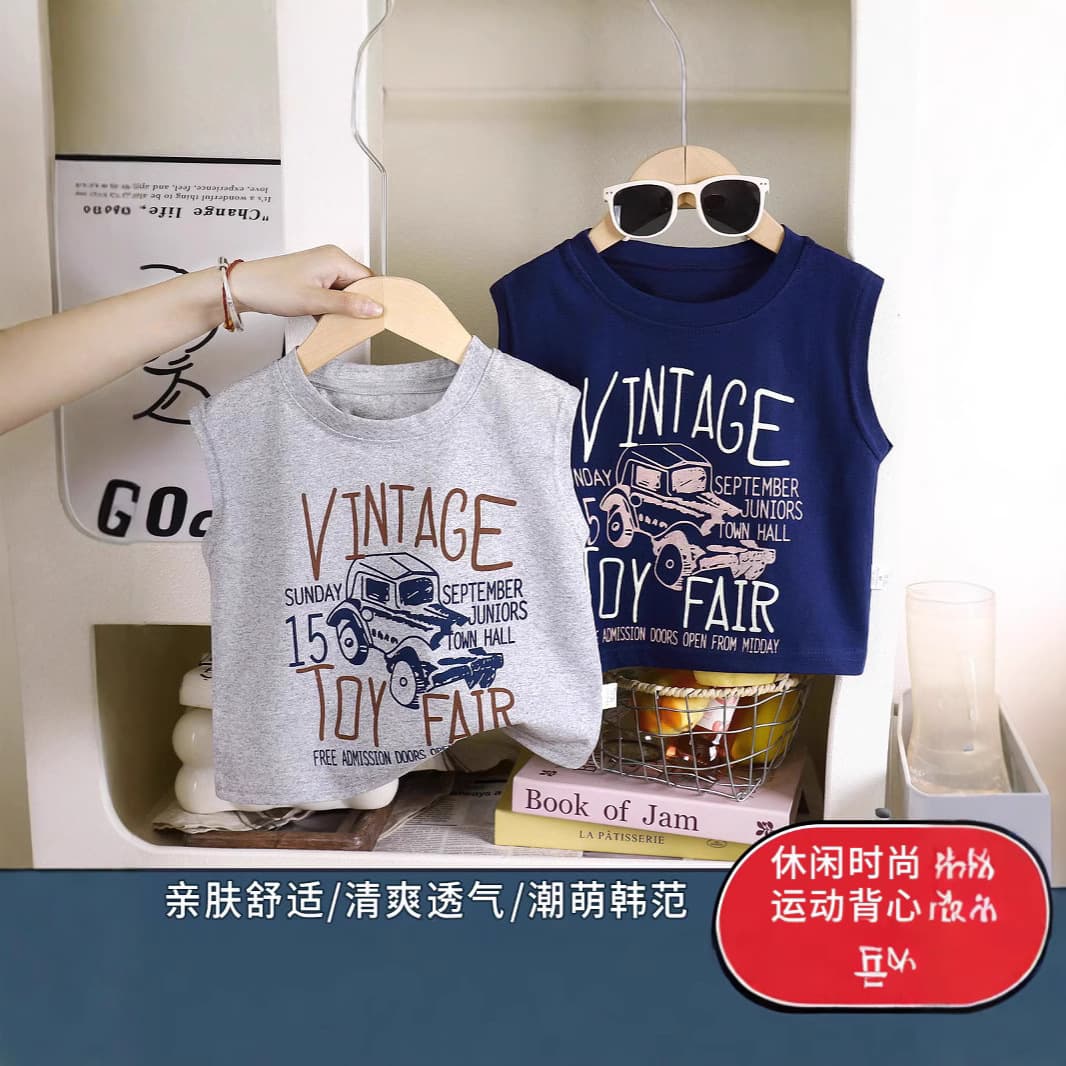 Kids Vest Pure Cotton Boys Summer Thin Sleeveless Top Children Clothing Little Boy Outer Wear Undershirt Vest Suspenders