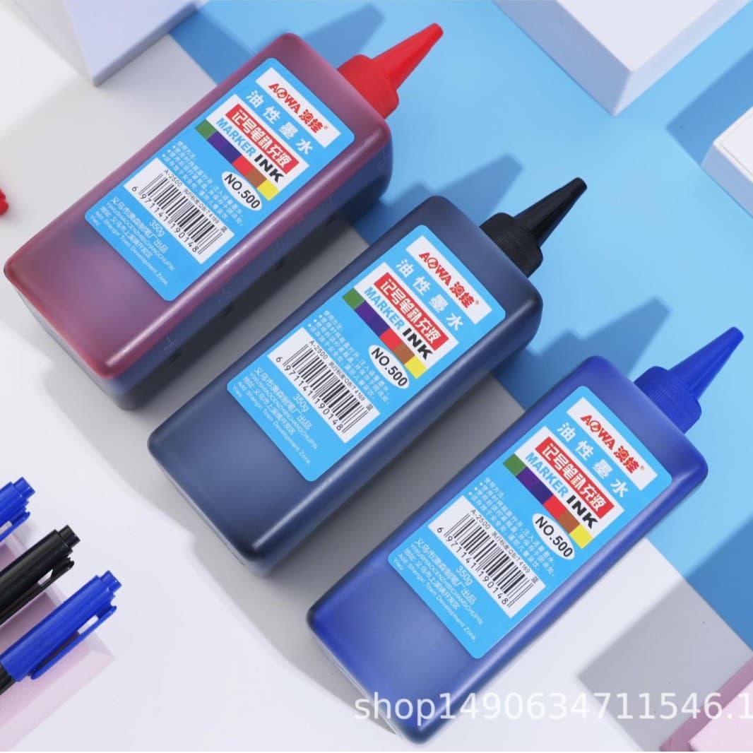 Aowa Large Bottle Ink 500ml Marker Whiteboard Ink Oil-Based Ink Wholesale Large Capacity Oil-Based Marker Pen Wholesale